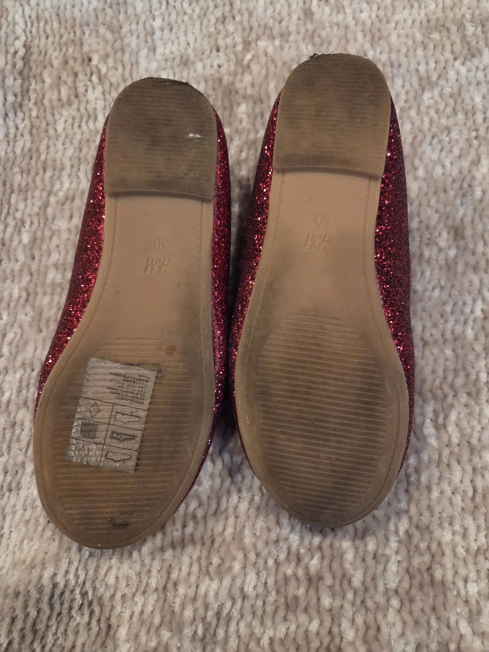 H&M Girls' Sparkle Red Bow Ballet Flats